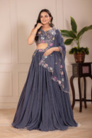 Crease-Georgette Floral Floral Lehenga Choli Set
