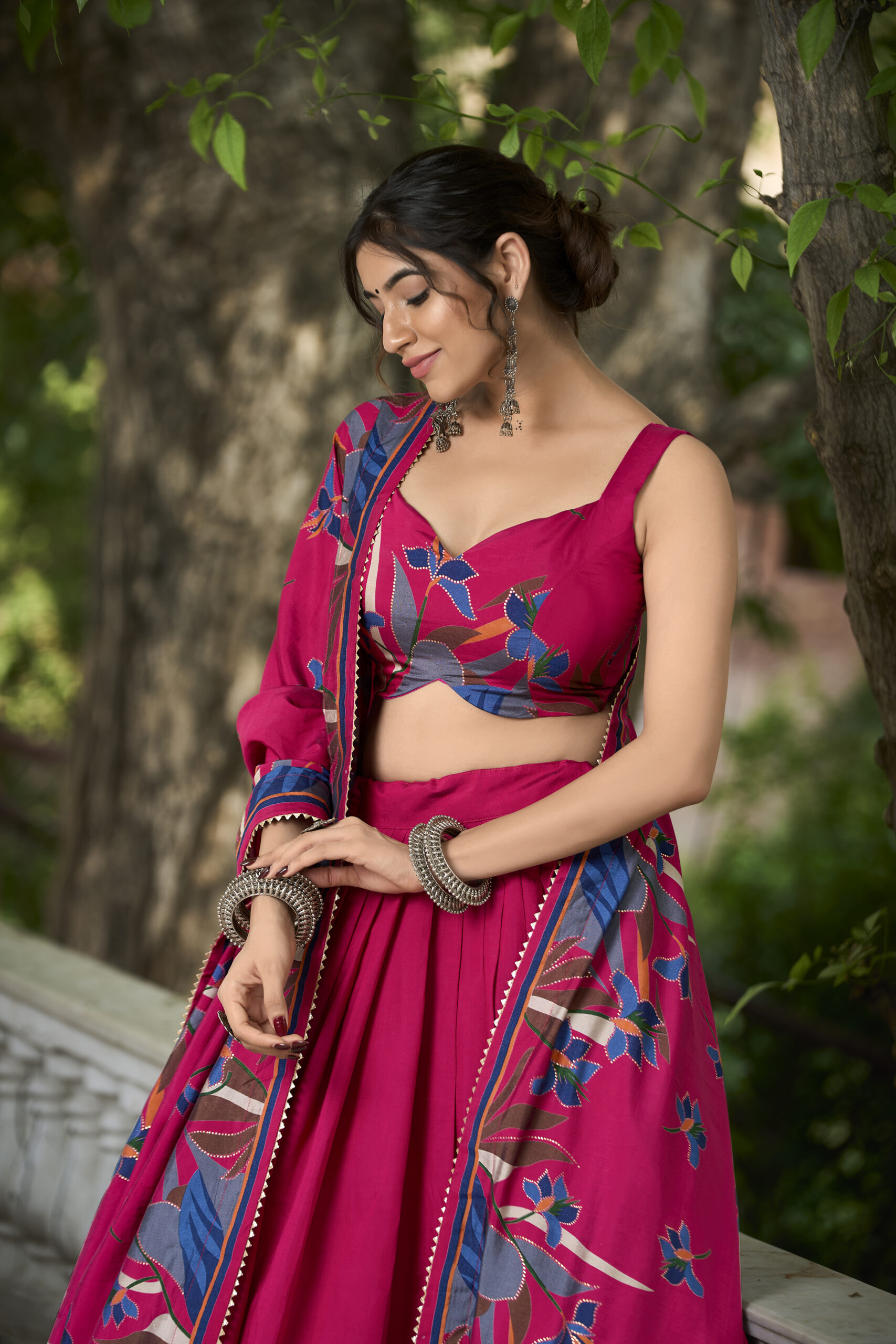 Vibrant Tusser Silk Lehenga Choli Set - Image 3