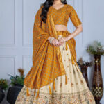 Heritage Hathi Lichi Silk Lehenga Choli Set - Yellow