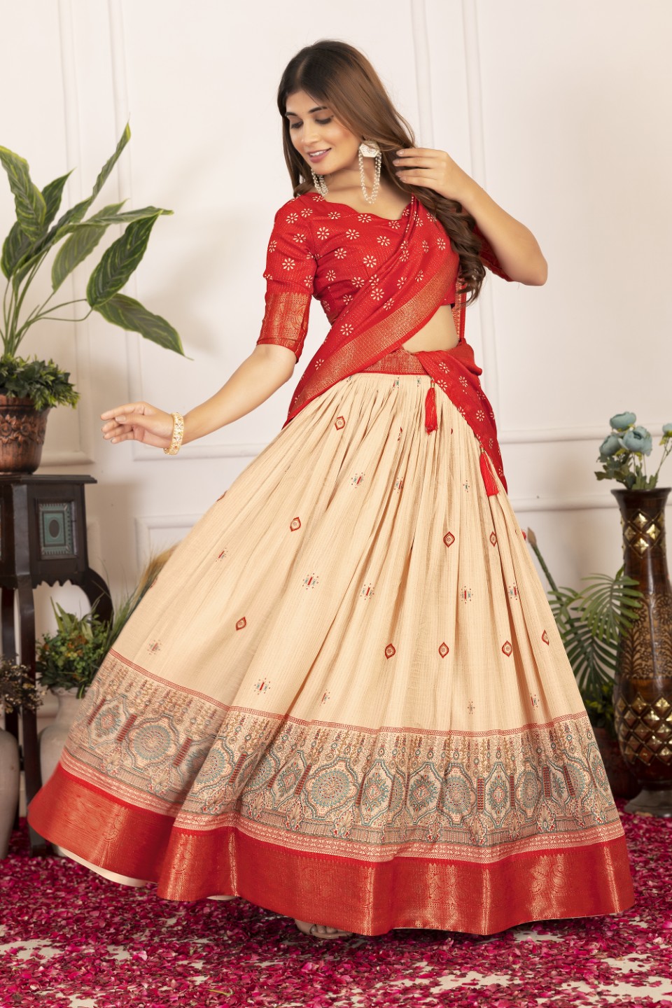 Royal Kerry Jacquard Tusser Silk Lehenga Choli Set - Image 5