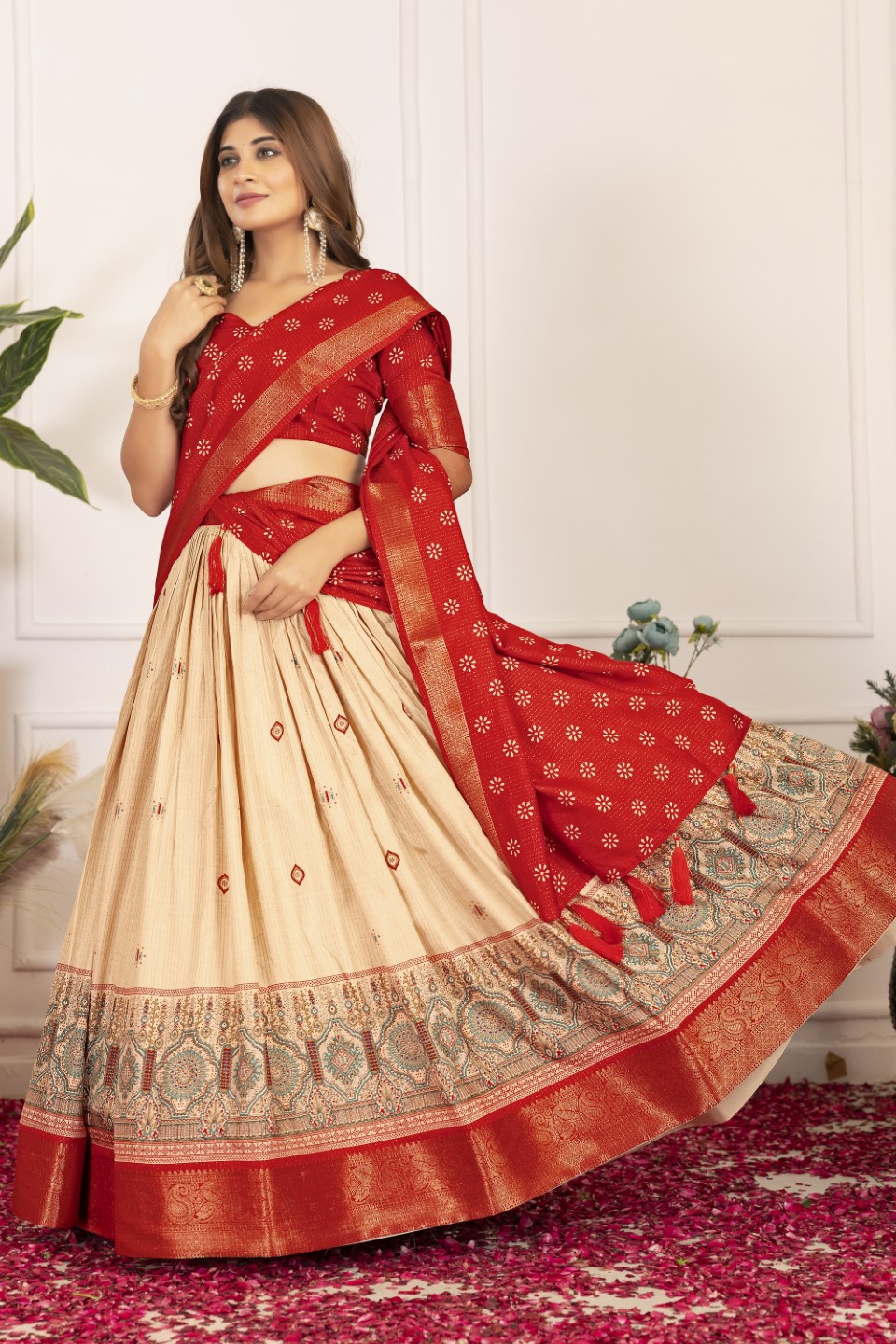 Royal Kerry Jacquard Tusser Silk Lehenga Choli Set - Image 3