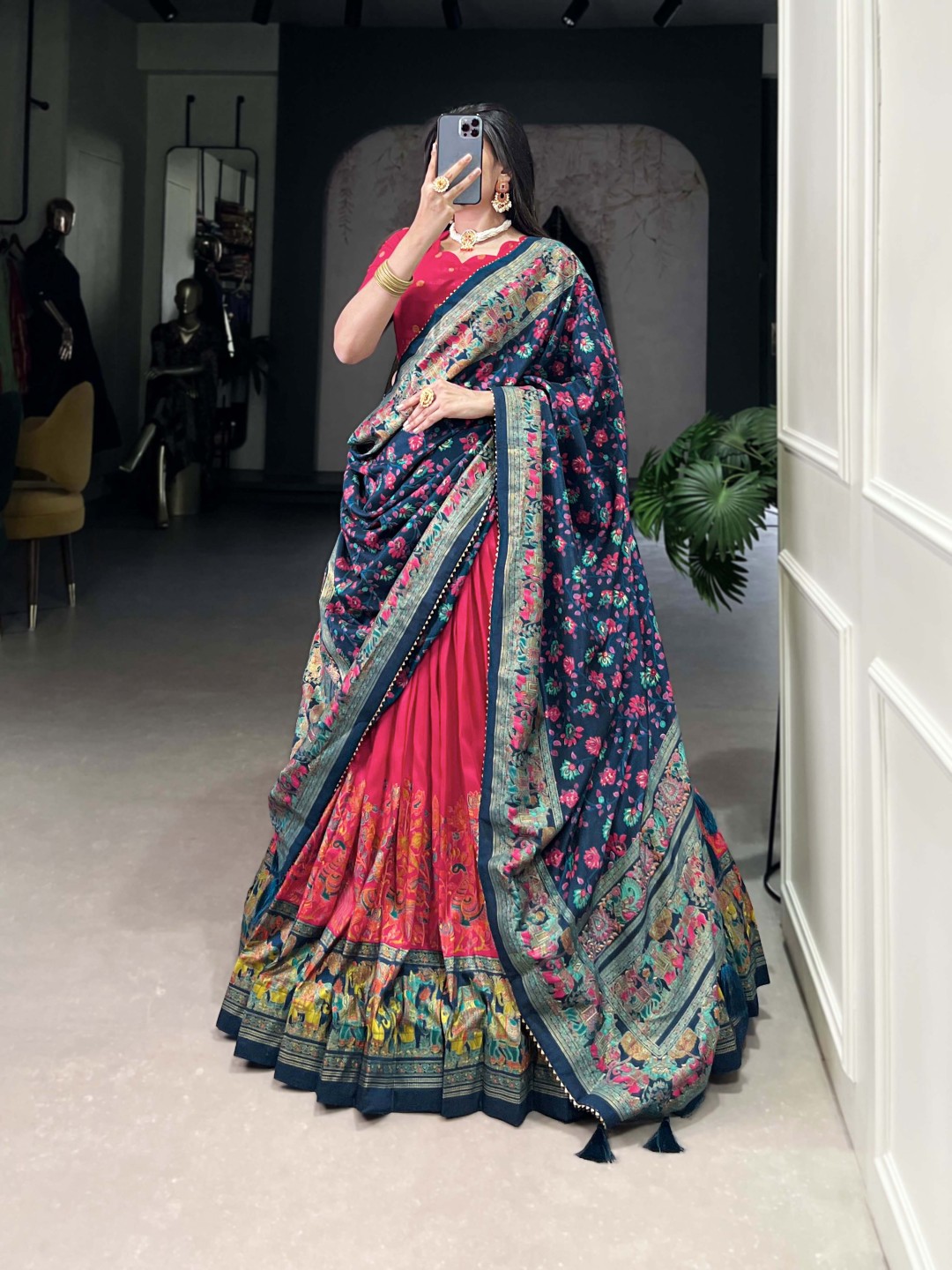 Royal Elegant Tusser Silk Lehenga Choli Set - Image 2