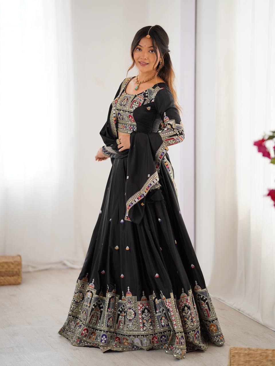 Elegant Chinon Embroidery & Sequence Lehenga Choli Set - Image 6