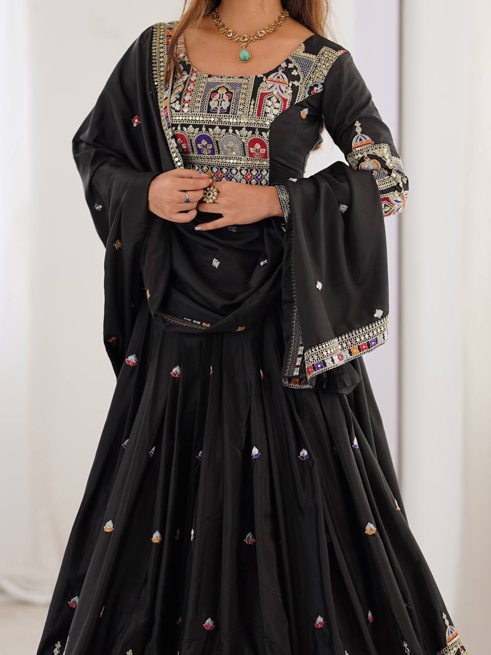 Elegant Chinon Embroidery & Sequence Lehenga Choli Set - Image 5