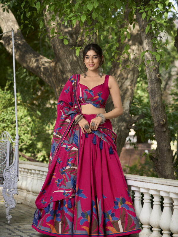 Vibrant Tusser Silk Lehenga Choli Set