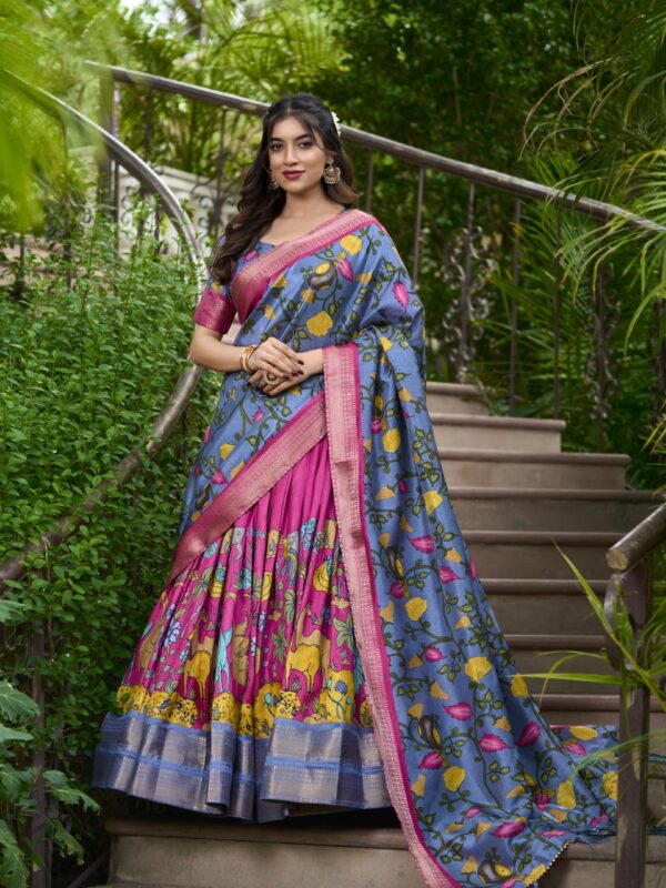 Artistic Pichwai Tusser Silk Lehenga Choli Set