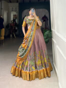 Vibrant Summer Floral Tusser Silk Lehenga Set