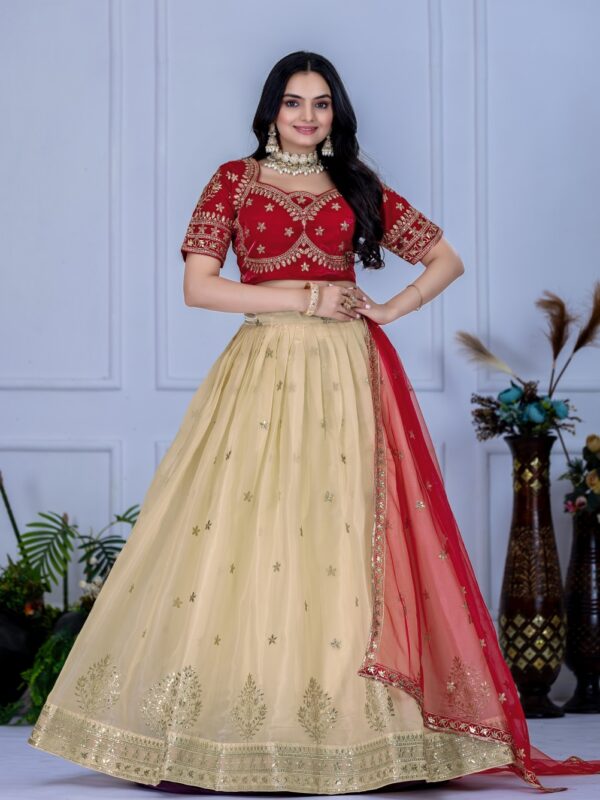 Ivory Radiance Velvet-Blouse Lehenga Set
