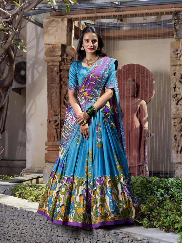 Heritage Nitya Tusser Silk Kalamkari Lehenga Set