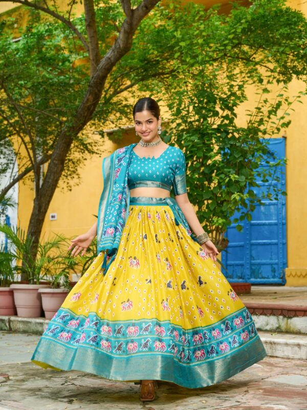 Heritage Patola & Ikat Lichi Silk Lehenga Choli Set