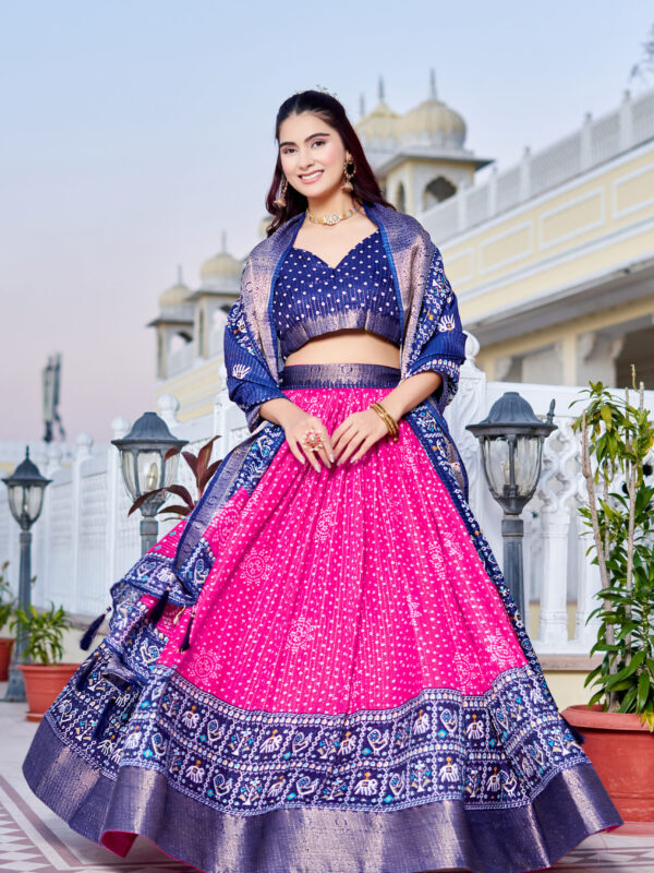 Royal Bandhani Print Lichi Silk Lehenga Choli Set