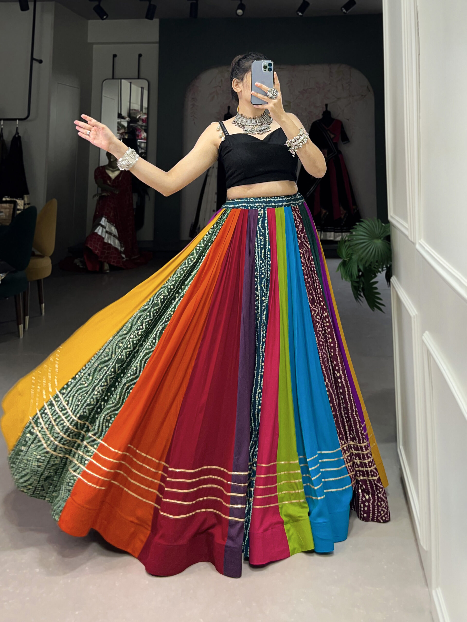 Rangili Gamthi Style Multicolor Full-Flair Lehenga